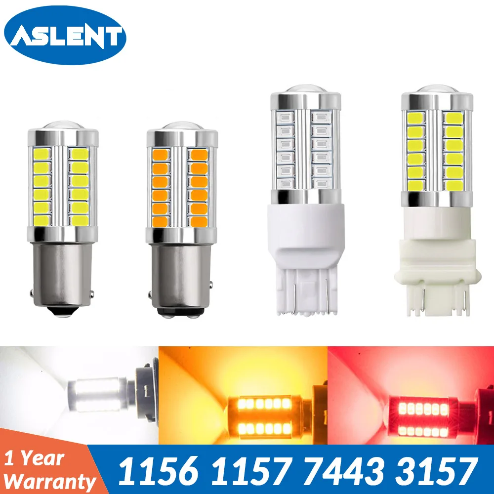 

ASLENT T20 W21/5w 7443 LED Bulb T25 3157 p27/7w Car Brake Reverse Light 1157 BAY15D P21/5W 12V Lamp 1156 BA15S P21W Turn Signal