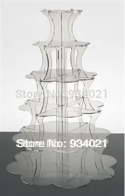

Elegant Crystal Free shipping Transparent Unique Decorative Round 6 Tier Acrylic Cake Stand cupcake stand