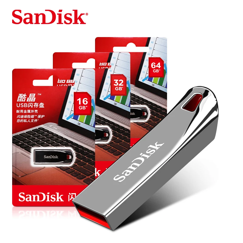 USB флеш-накопитель SanDisk CZ71, 64 ГБ, 32 ГБ, 16 ГБ, 8 ГБ, флеш-накопители, USB 2,0, металлическая флешка, поддержка официальной проверки