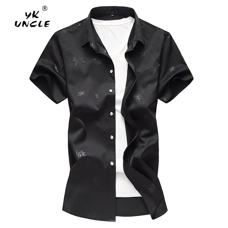 YK UNCLE Brand Clothes 2018 Summer New Men's Short Sleeve Shirt 8 Styles Casual Slim Printing Shirt Plus Size 4XL 5XL 6XL 7XL