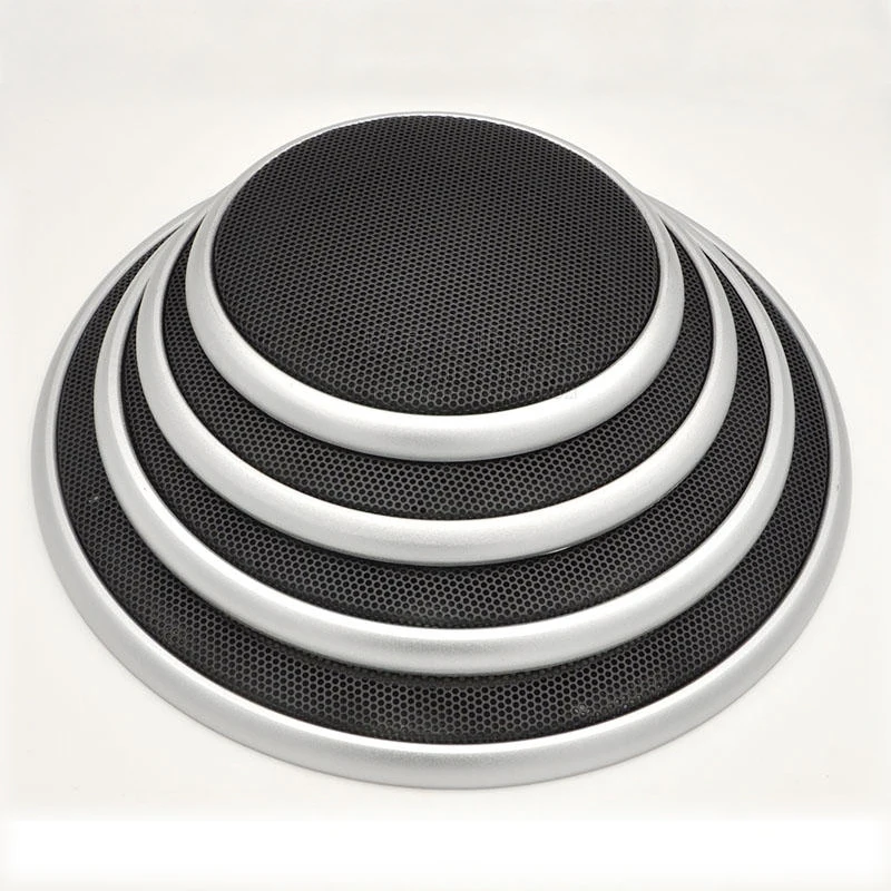 

For 4"/5"/6.5"/8"/10" inch Car Audio Speaker Conversion Net Cover Decorative Circle Metal Mesh Grille #Silver+Black