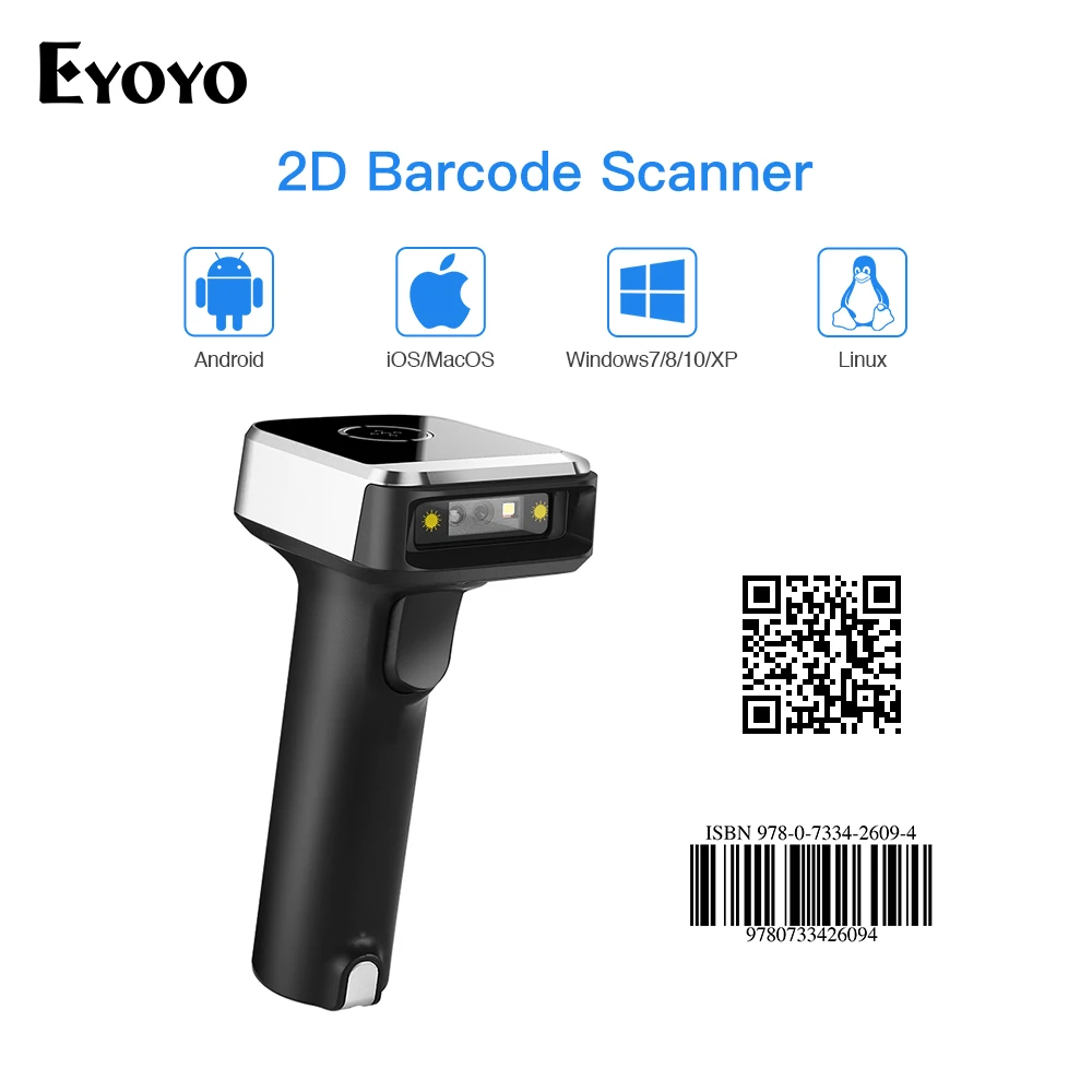 Eyoyo الباركود ماسحة لاسلكية 2D قارئ شفرة التّعرّف BT4.1 USB ل PDF417 QR مصفوفة البيانات UPC متوافق barkod okuyucu Eyoyo الباركود ماسحة لاسلكية 2D قارئ شفرة التّعرّف BT4.1 USB ل PDF417 QR مصفوفة البيانات UPC متوافق barkod okuyucu