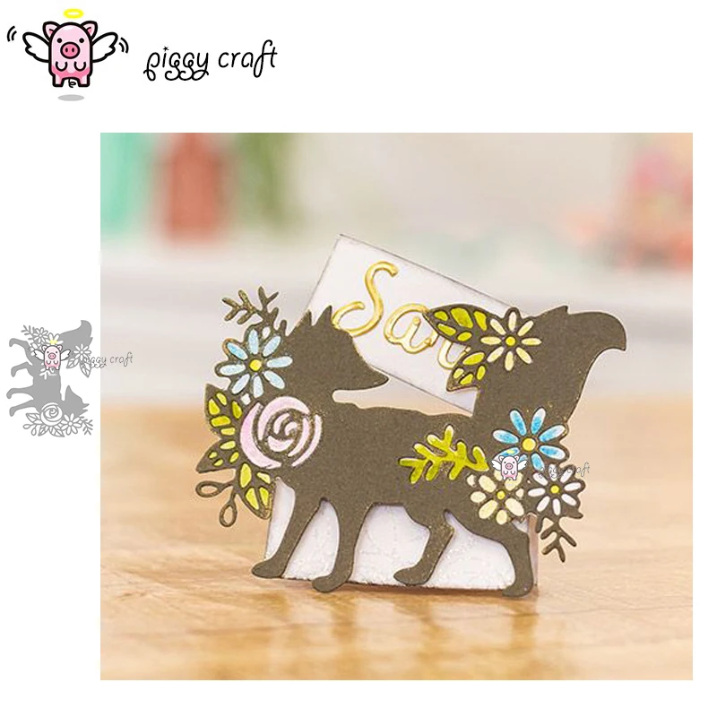

Piggy Craft metal cutting dies cut die mold 2019 New Flower fox Scrapbook paper craft knife mould blade punch stencils dies