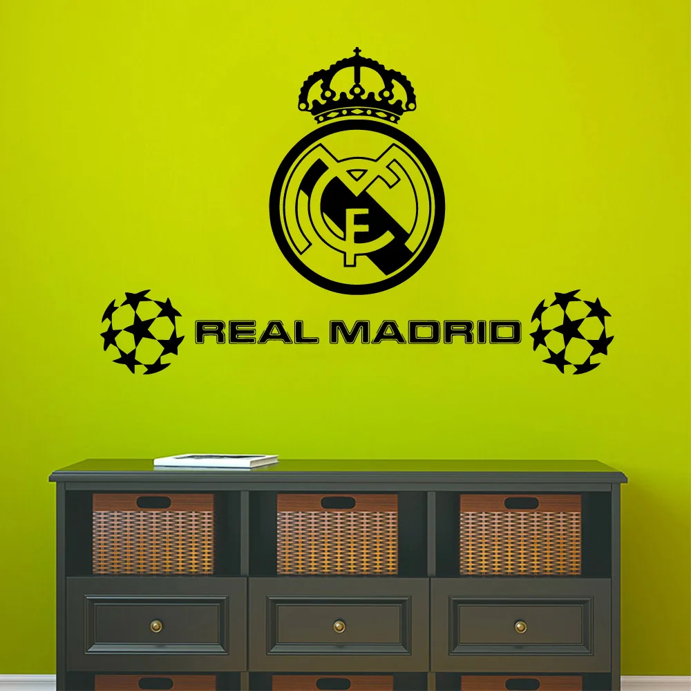 Soccer Ball Football Club Real Madrid Logo Sticker Vinyl Wall Decals For Walls Room Decoration Boys Bedroom Poster Mural D14