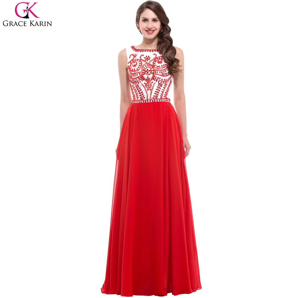 Buy Long Red Evening Dress Grace Karin Chiffon