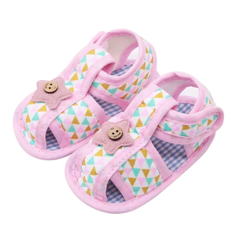 Летняя парусиновая детская обувь для маленьких девочек; обувь принцессы на мягкой подошве с полой клетчатой подошвой; обувь для малышей со звездами и сердечками с цветочной вставкой