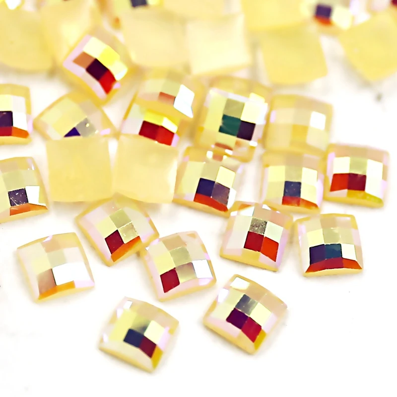 

800PCS/LOT 4x4mm Topaz AB Square Rhinestone,Nail Art Crystal Acrylic Non Hotfix Flatback glitters for DIY Jewelry Parts