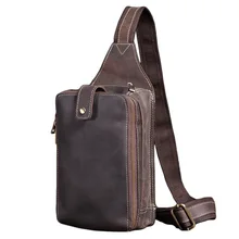 Nesitu натуральная кожа воловья нагрудная сумка мужские дорожные нагрудные сумки Повседневная модная маленькая сумка на плечо для Мужчины Коричневая# M8022