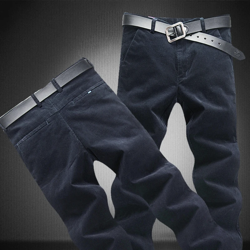 Pure Color Youth Mens Corduroy Trousers Size 28-38 Slim Fit Men Business Casual Trousers 4 Color Options