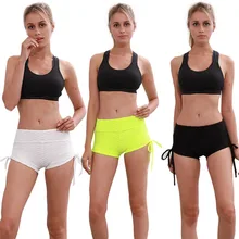 Новинка, повседневные однотонные шорты для йоги с высокой талией, сексуальные шорты для занятий спортом, женские шорты для фитнеса