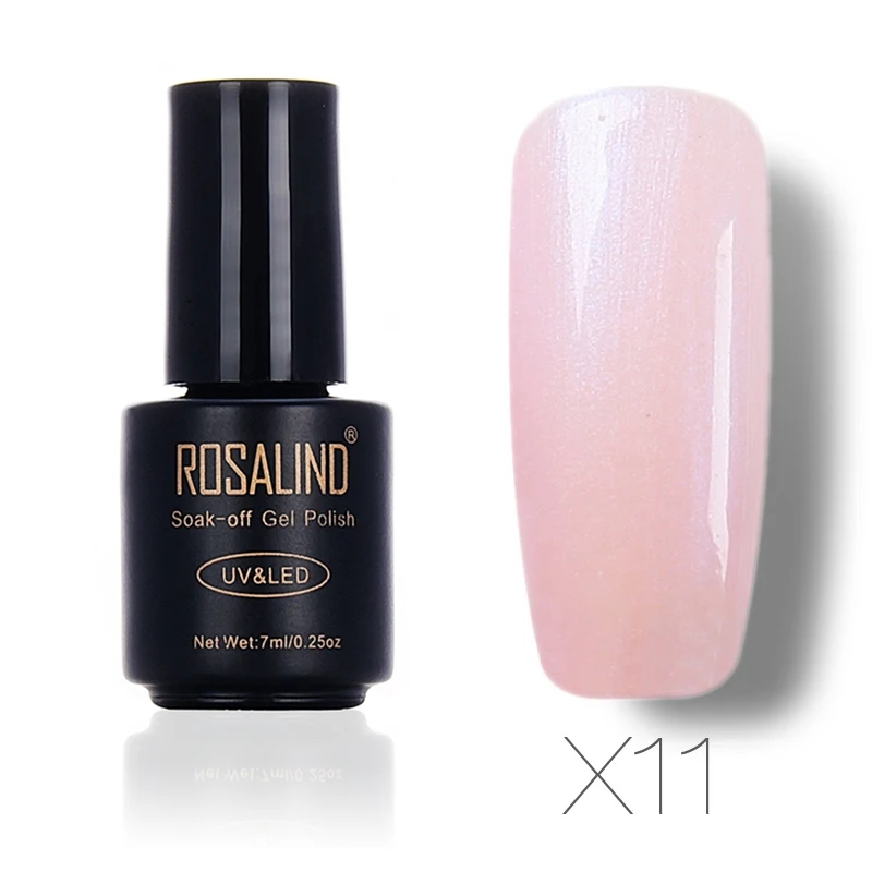 ROSALIND гель 1S 7 мл жемчужный УФ-гель для ногтей чистый цвет УФ замочить от Led дизайн ногтей профессиональный Полупостоянный лаковый гель - Цвет: X11