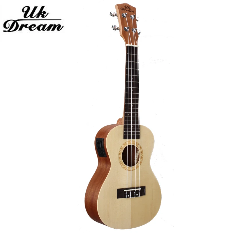 

Musical Instruments 23 Inch Four Strings Electric Guitar 17 Frets Ukulele Arched Guitar Spruce Sapele Mini guitarra UC-510EQ