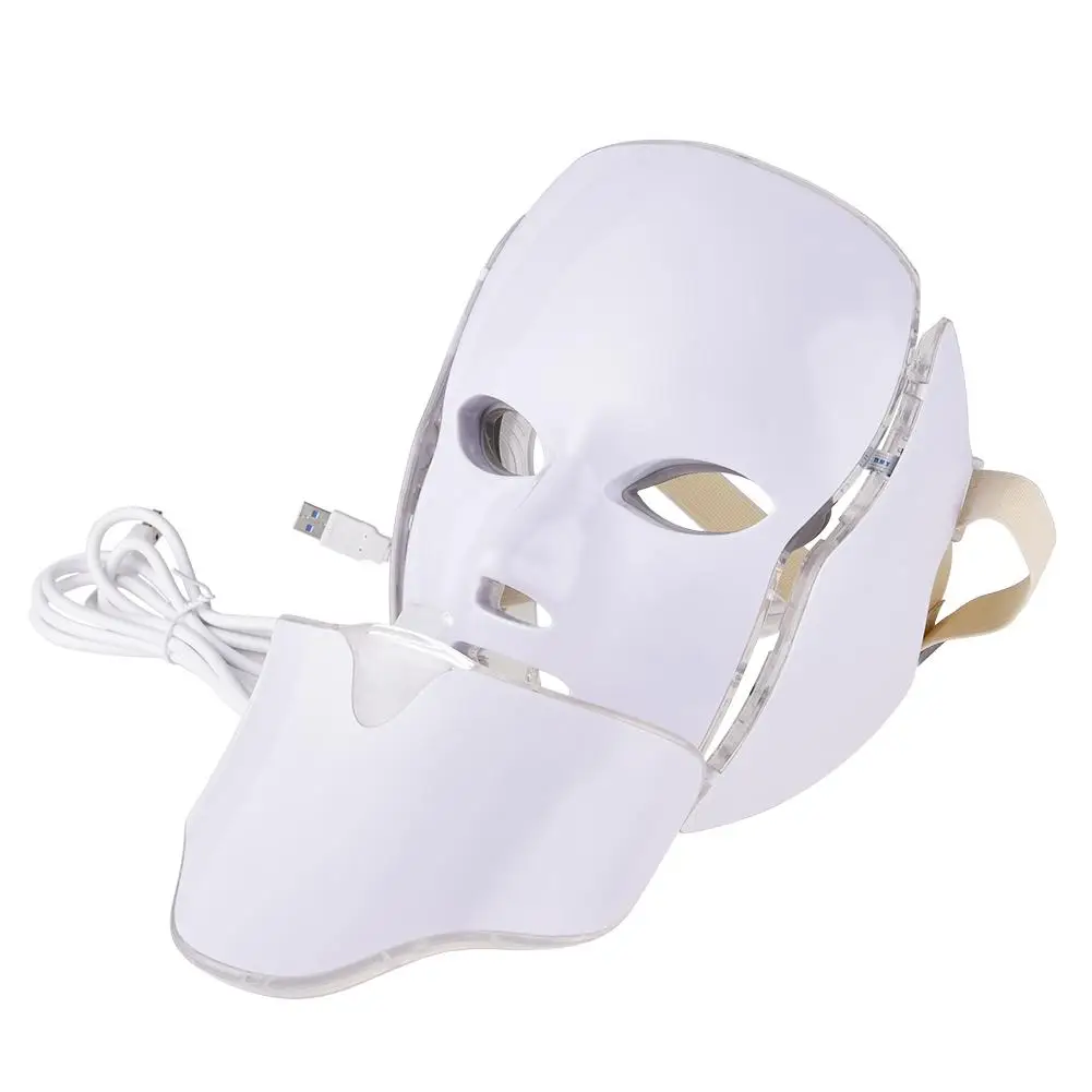 

7 Colors LED Light Mask Beauty Instrument Facial Mask Photorejuvenation Spectrum Beauty Instrument With Neck Mask Set