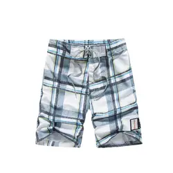 Классические клетчатые шорты мужские пляжные шорты свободные прямые летние шорты Брендовые мужские шорты 1617