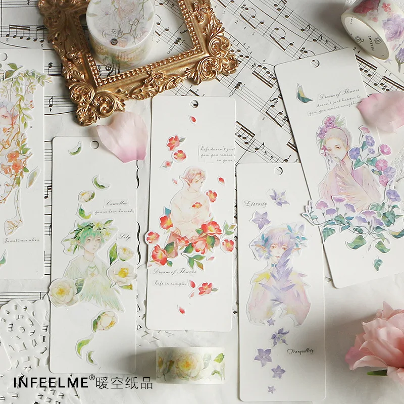 

20 pcs/lot DIY Cartoon Paper Washi Masking Tapes Ancient flower god series decorative adhesive tapes stickers/School Supplies