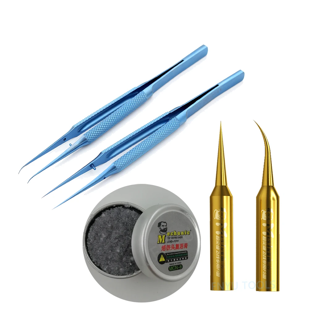 Fingerprint Professional Flying Line Suit blue silvery Titanium alloy tweezers The iron head Resurrection paste IPhone repair