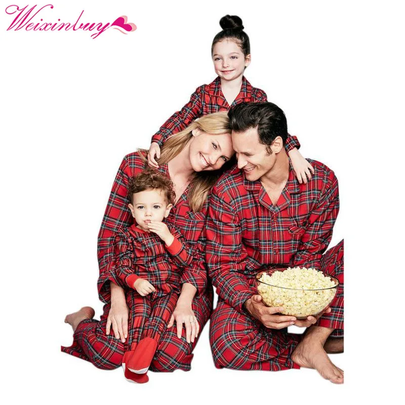 

Family Matching Outfits Christmas Plaid Pajama Set Mother And Daughter Clothes Set Father Son Baby Boy Girl Rompers...