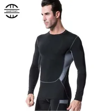 Yuerlian/Обучение Футбол Джерси сжатия бак Фитнес футболка плотный костюм Тощий тренажерный зал спортивный костюм Rashgard Для мужчин длинные рубашки