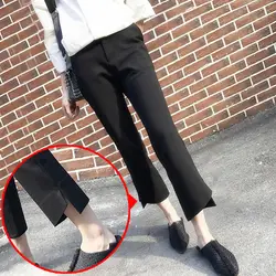 Лидер продаж женские офисные черные брюки Модные свободные широкие штаны женские Высокая Талия Повседневное ПР ботильоны-Длина брюки для