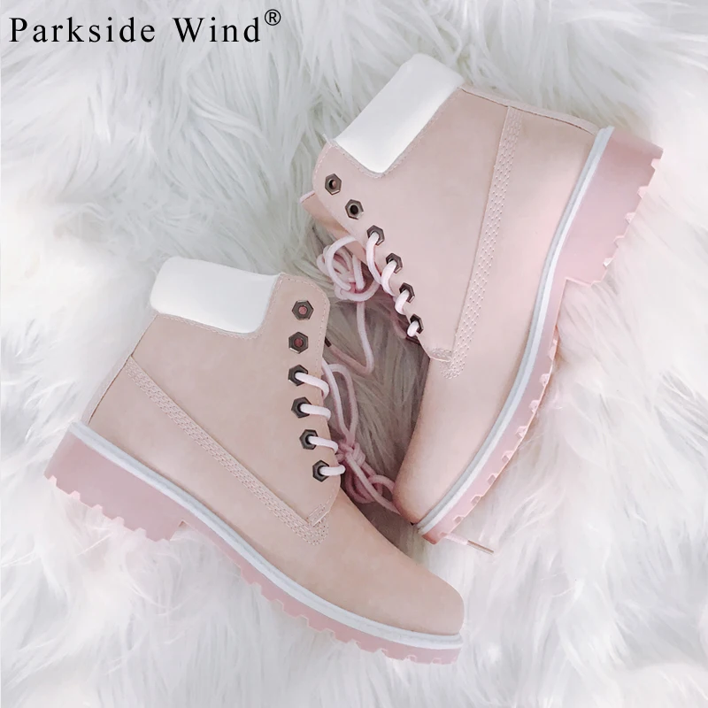 

Parkside Wind Autumn Women Boots Platform Pink Women Ankle Boots Soft Leather Lace Up Ladies Shoes Botas Mujer 0882-5