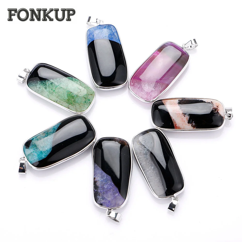 

Forkup Rectangle Crystal Pendant Purple Stone Charm Silver Fashion Men Choker Diamond Necklaces Women Jewelry Collana Donna Gift