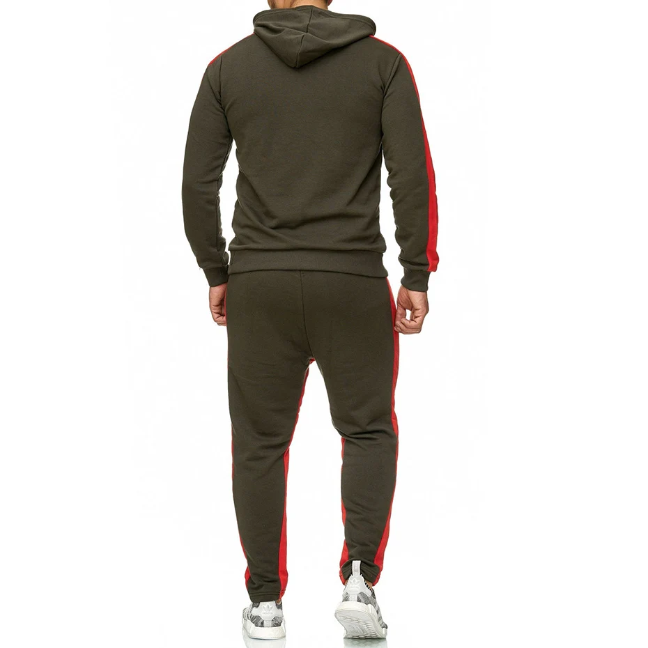 ZOGAA, Брендовые мужские спортивные костюмы для бодибилдинга, повседневный спортивный костюм для фитнеса, мужской спортивный костюм из 2 предметов, топы и штаны, комплект для мужской одежды - Цвет: Черный