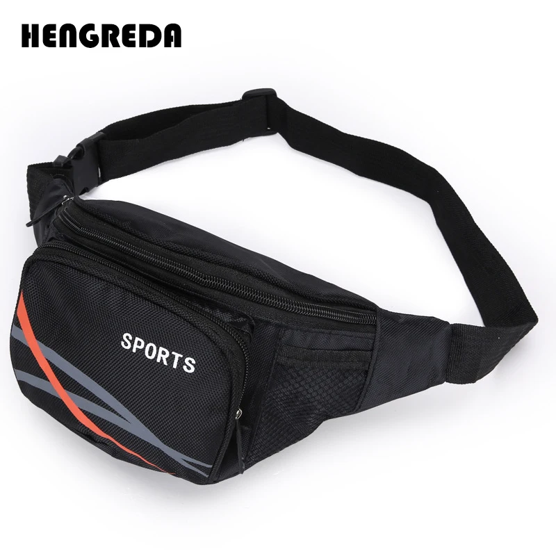 HENGREDA прочная нейлоновая поясная сумка с боковым карманом, противоугонная сумка, мужская сумка, подходит для телефона 6" - Цвет: Black