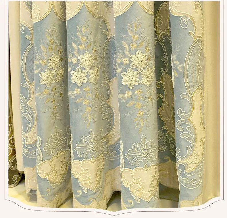 Королевский аристократический европейский Топ, синяя вышивка, затемненные шторы для гостиной, окна, высококачественные занавески для спальни