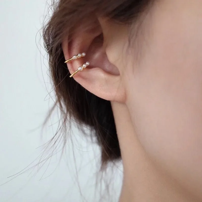 

2019 New Simple Fashion Women mini pearl ear bones No Pierced clip earrings No Hole Small Sized Girl Ear Cuff Jewelry Korean