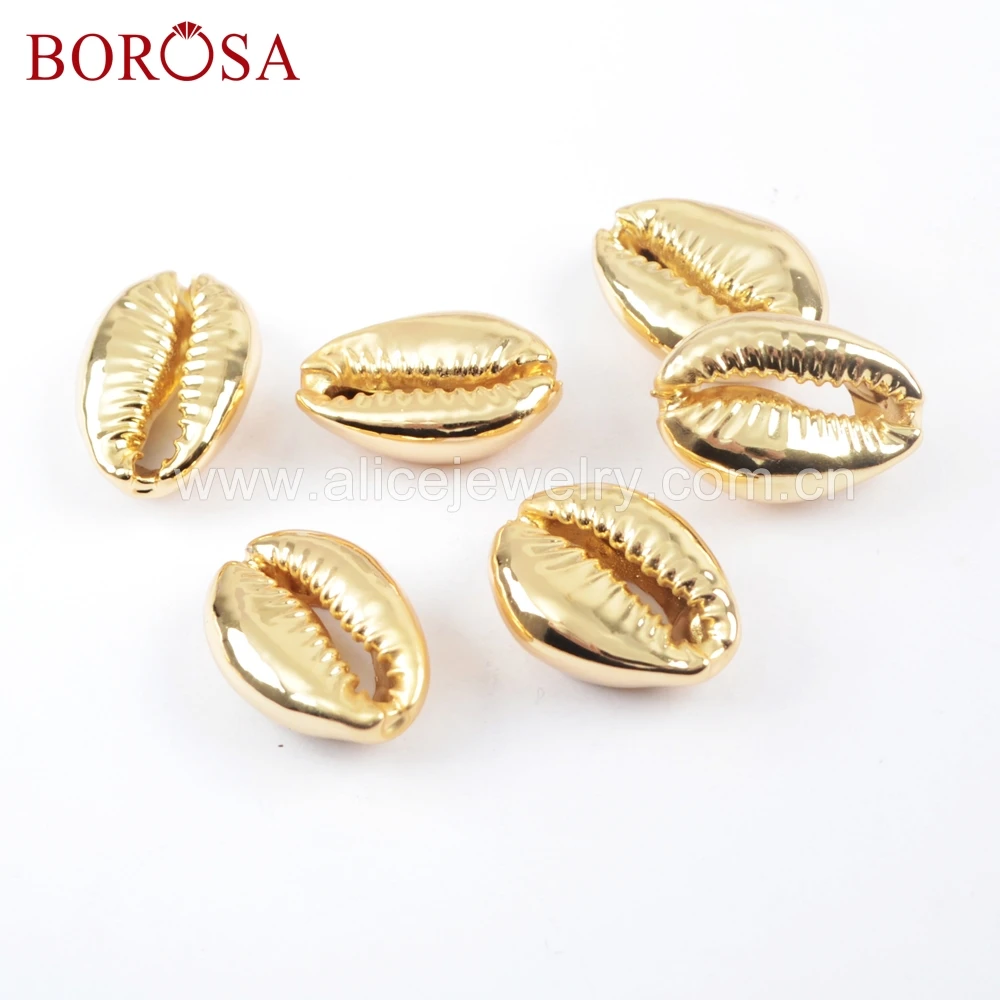 BOROSA 10 шт полностью золотой цвет Cowrie ракушка из бисера непросверленный