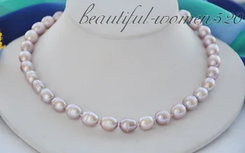 

Z4914 12mm lavender rice Freshwater cultured pearl necklace 17inch