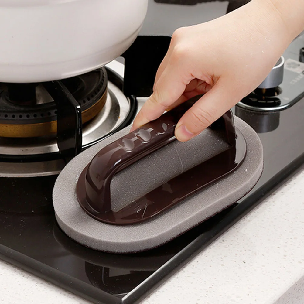 

Kitchen Cleaning Sponge with Handle Nano Emery Magic Clean Rust Focal Stains Removal Rub Pot Stove Washing Scouring Tools