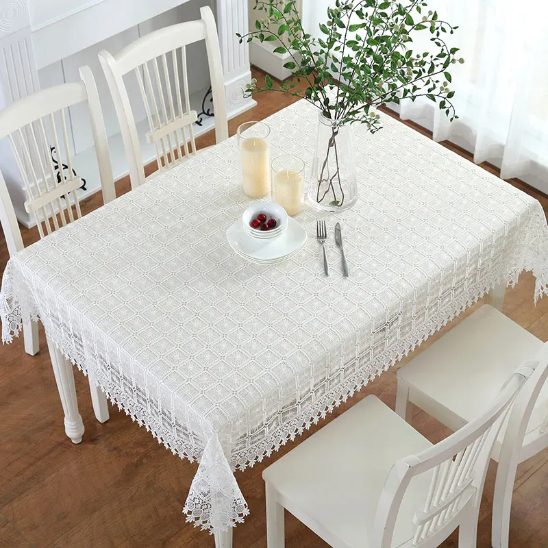 Белая кружевная скатерть для стола для свадеб Цветочная вышитая садовая квадратная скатерть/квадратная Декоративная скатерть для мебели