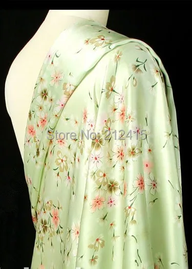 

Free shipping 100% mulberry silk fabric nature pure charmuse silk print fabric for dress bedding scraf two colors #LS0785
