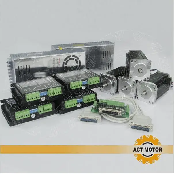 

ACT Motor 4Axis Nema23 Stepper Motor 23HS8630B Dual Shaft 6-Lead 270oz 76mm 3A+4PCS Driver DM542 4.2A 50V+Power Grind Machine