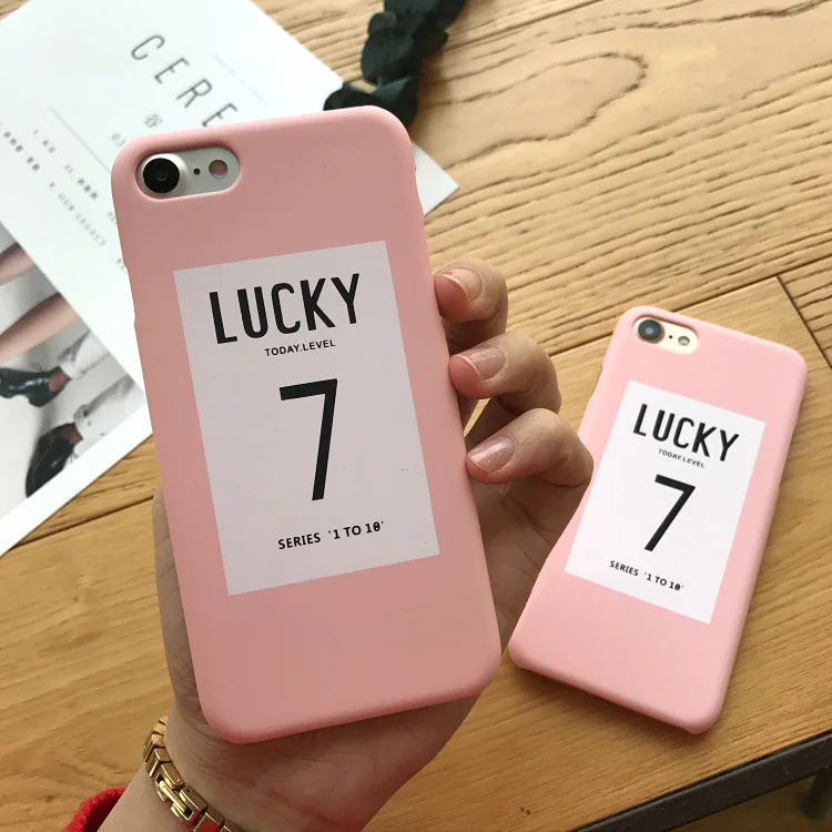 

For iphone 5 5s se Case For iphone 6 7 Case Fundas iphone 6 S 6s Case Cover For iphone X 7 8 Plus Hard TPU Pink Lucky 7 Case