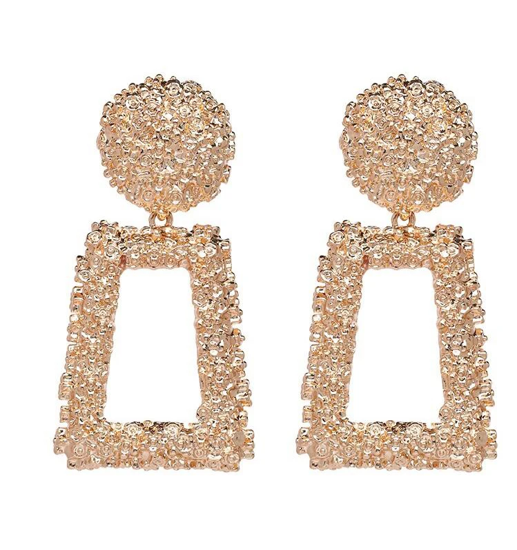 

Earrings Women Pendant Vintage Metal Gold Girl Fashion Jewelry Big Geometric Dangler Bodomia Statement