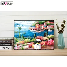 Изображение морского курорта, DIY живопись по номерам, ручная роспись маслом для домашний декор, произведение искусства