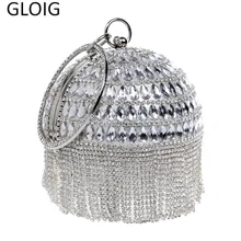 GLOIG кисточкой женские клатчи на день Стразы круговой формы свадебные вечерние сумки с бусинами вечерние сумочки