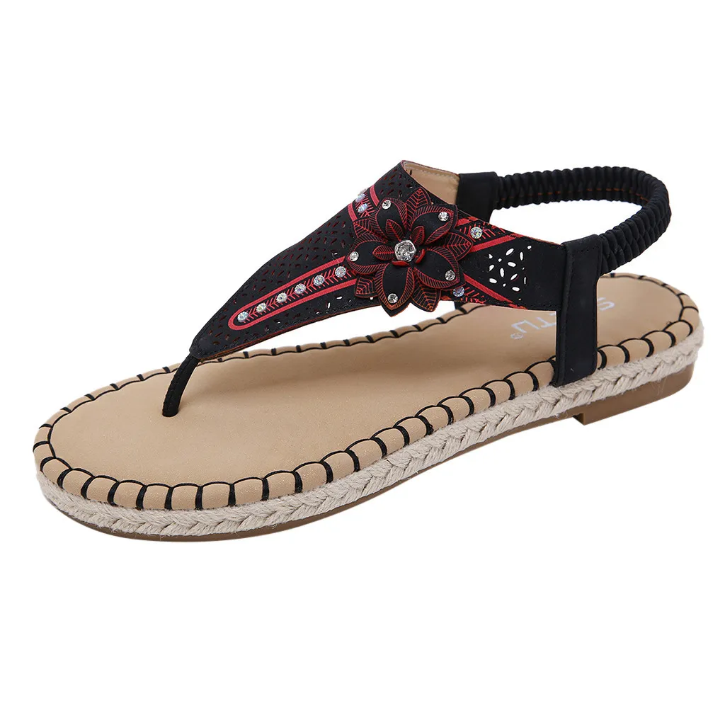 

Summer luxury sandal women buty damskie Ladies Flower Crystal Buckle Beach Roman Bohemian Sandals Shoes zapatos de mujer %40
