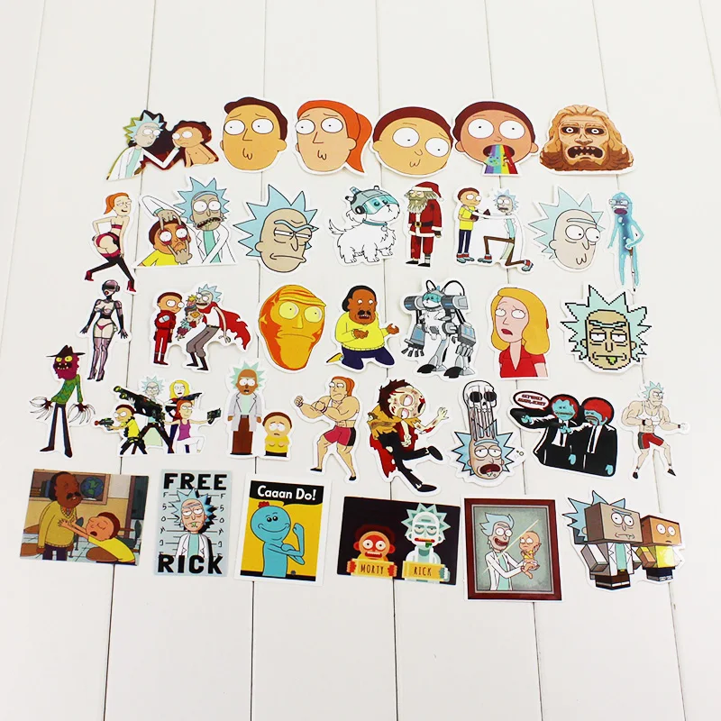 

35pcs/lot 5-7cm Drama Rick and Morty Stickers Decal toys Hot Scientific Cartoon Rick and Morty Jerry Summer cute Stickers paster