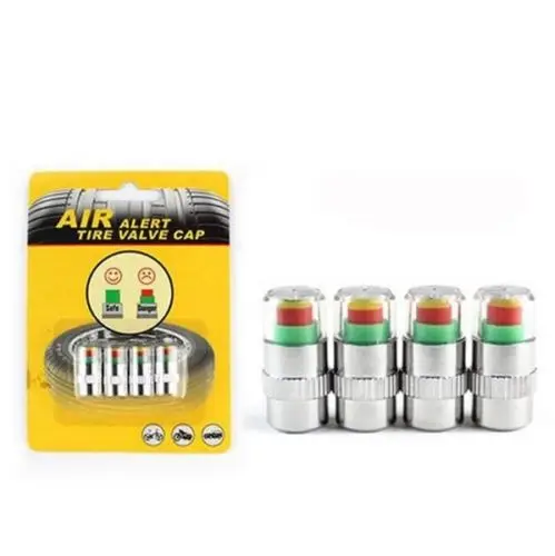 

Useful 4Pcs/set Cars Tire Air Pressure Monitor Alert Indicator Tire Valve Cap Gauge Car Accessories