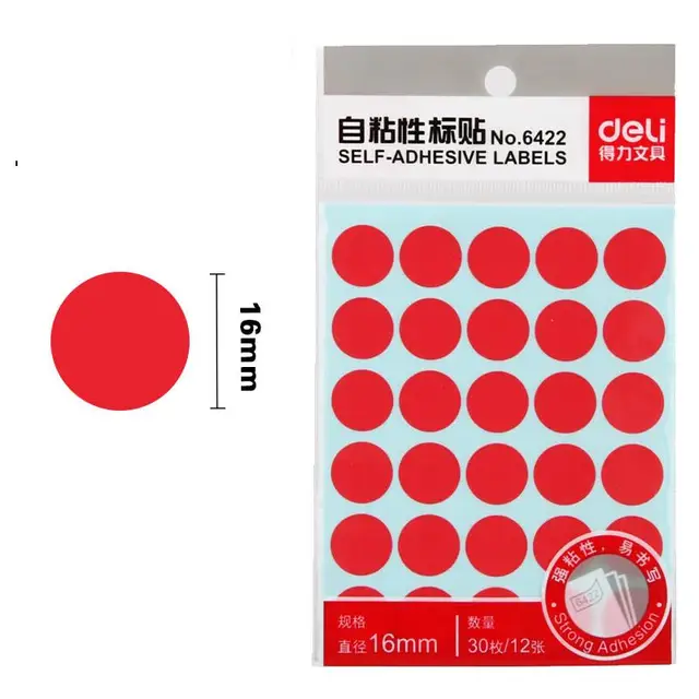 1 pack 12 sheets red color round sticker labels self adhesive paper round sticker sheets