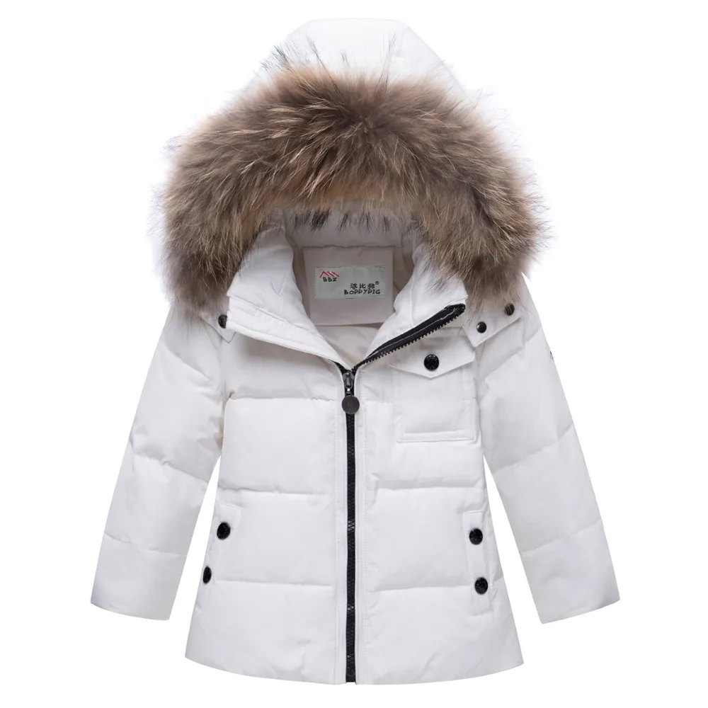 Зимние пуховики для девочек пальто для маленьких мальчиков детские зимние комбинезоны с натуральным мехом, Детская пуховая верхняя одежда лыжные костюмы, пальто+ брюки на подтяжках