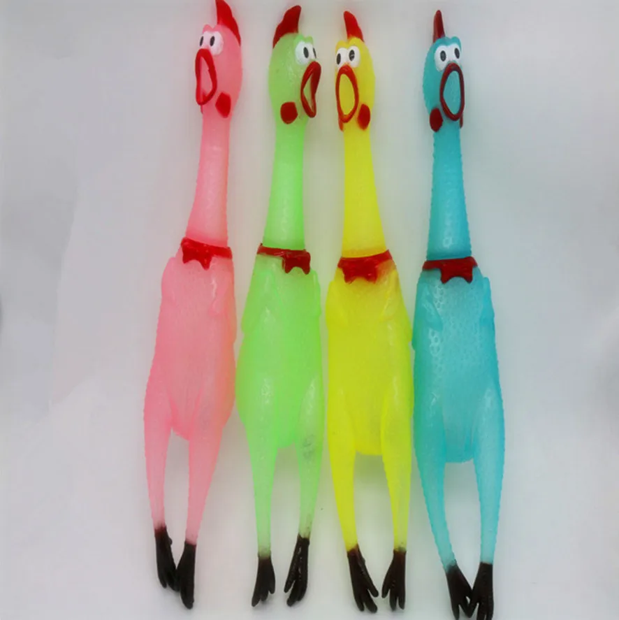 Funny Easter Screaming Mini Rubber Chicken Squeeze Toy lights Rooster