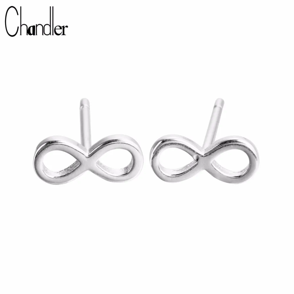 Chandler 925 Sterling Silver Endless 8 Stud Earrings Infinity Metal S925 Stamp Minimalist Body Piercing Pendientes Wholesale