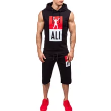 ZOGAA Men's Fashion Tracksuit 2018 New Brand Printed Two Piece Set Sleeveless Hoodies Shorts For Fitness Running Training Suit