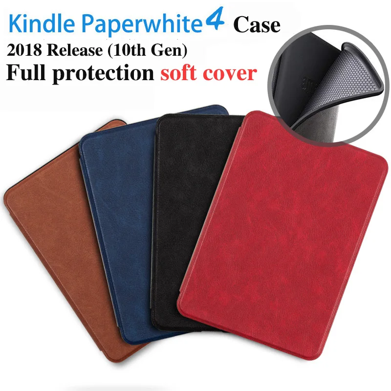 

BOZHUORUI for New Kindle Paperwhite 4 Case 2018 funda For Paperwhite 10th-Gen e-Books TPU soft bottom case with Auto Sleep/Wake