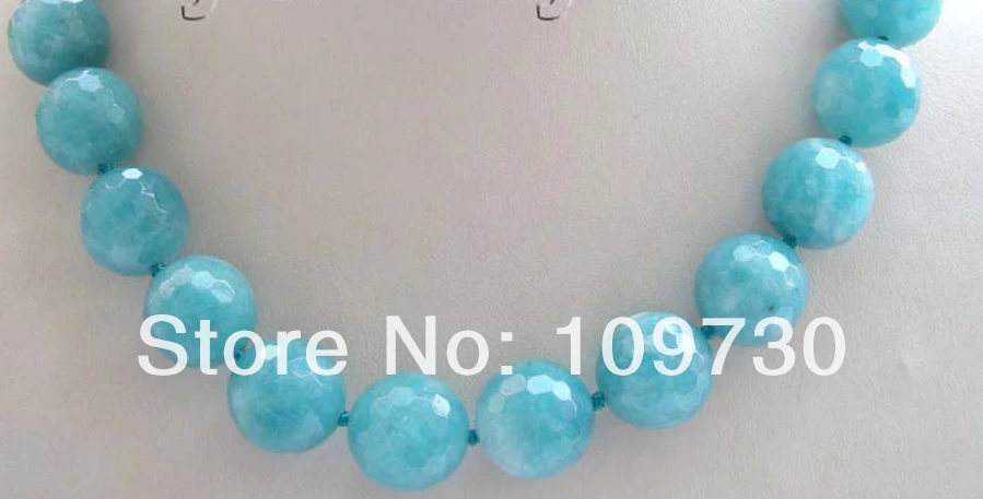 

Jewelry 002399 Genueine Natural 16mm Faceted Aquamarine Necklace 14KGP