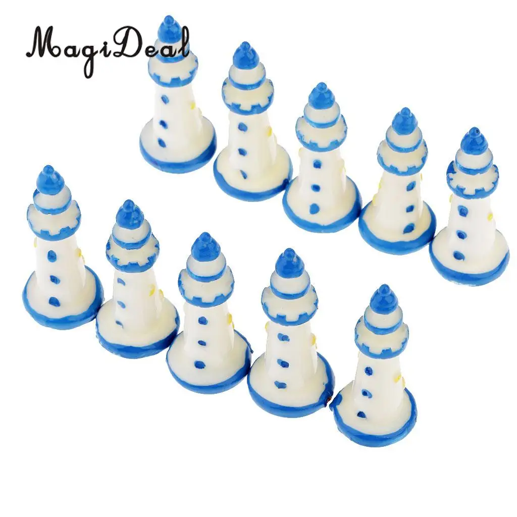 Mini Resin Lighthouse for Dolls House Garden Yard Plant Room Decor Miniature Resin Crafts Micro Landscape DIY Toy